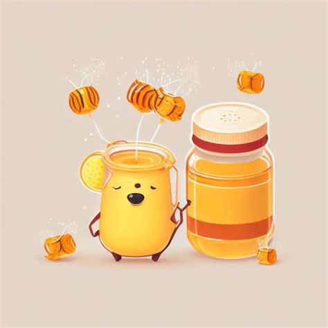 Premium AI Image Cute Honey Jar Kawaii