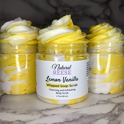 Lemon Vanilla Whipped Sugar Scrub Natural Reese In 2023 Body Scrub