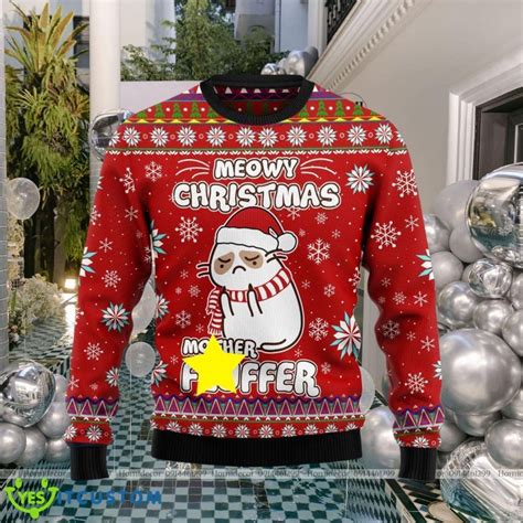 Meowy Christmas Mother Fluffe Ugly Christmas Sweater Impressive Gift