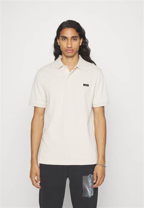 Calvin Klein Slim Polo Shirt Fog Beige Uk