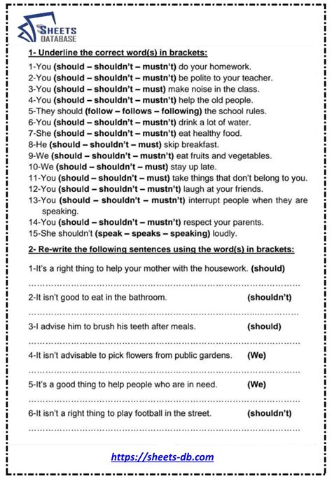 Grammar Worksheets – Sheets