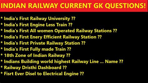 Rrb Ntpc Important Current Gk Question From Indian Railway Youtube