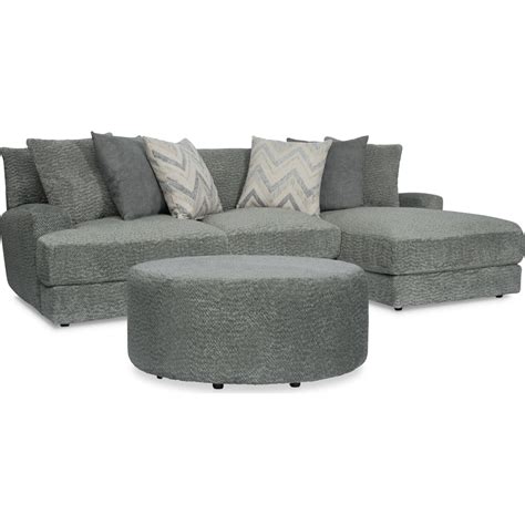 Torrey 2 Piece Sectional With Right Facing Chaise And Ottoman Ash