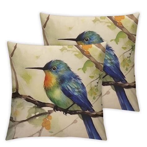 Nawypu Watercolor Painting Birds Throw Pillow Covers Sparrow