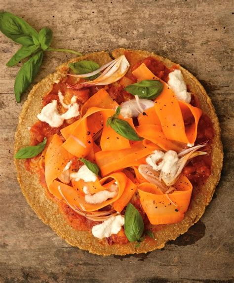 Blissful Quinoa Pizza Crust With Carrot Ribbons And Shallots From My