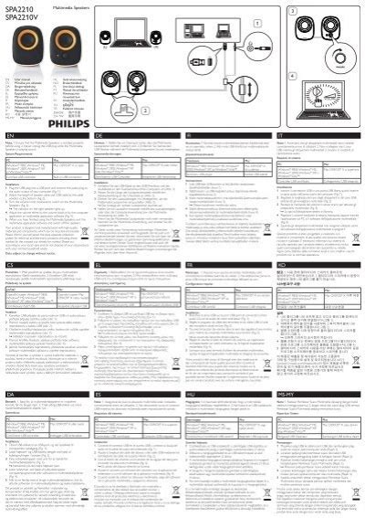 Philips Notebook Usb Speakers User Manual Esp