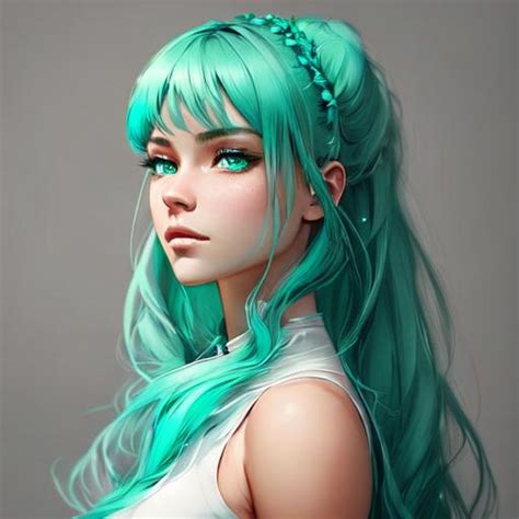 Magical Female Fairy Green Wings Light Teal Hair OpenArt