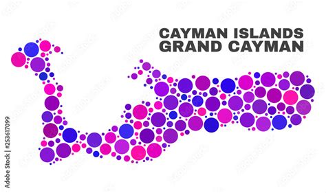 Mosaic Grand Cayman Island Map Isolated On A White Background Vector