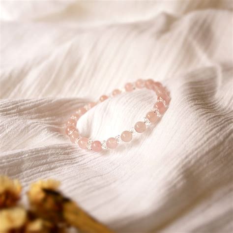 Handmade Natural Madagascar Rose Crystal With White Crystal Bracelet