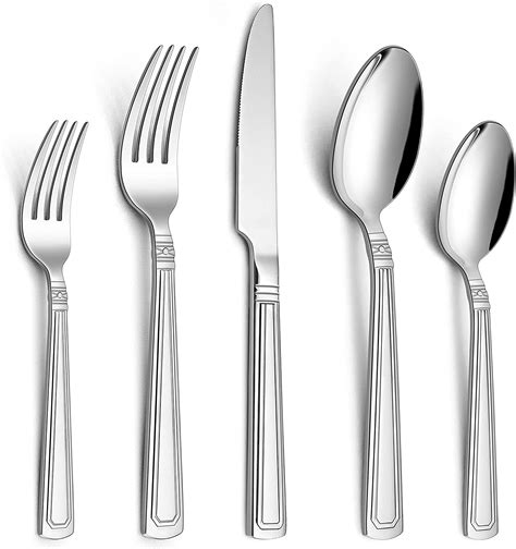 LIANYU 60 Piece Heavy Duty Silverware Set Stainless Steel Flatware