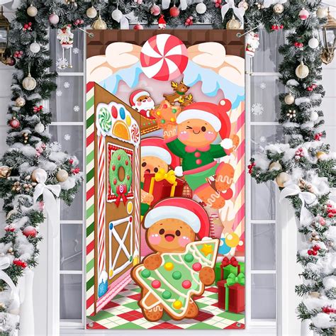 Amazon Christmas Door Cover Decoration Gingerbread House Door