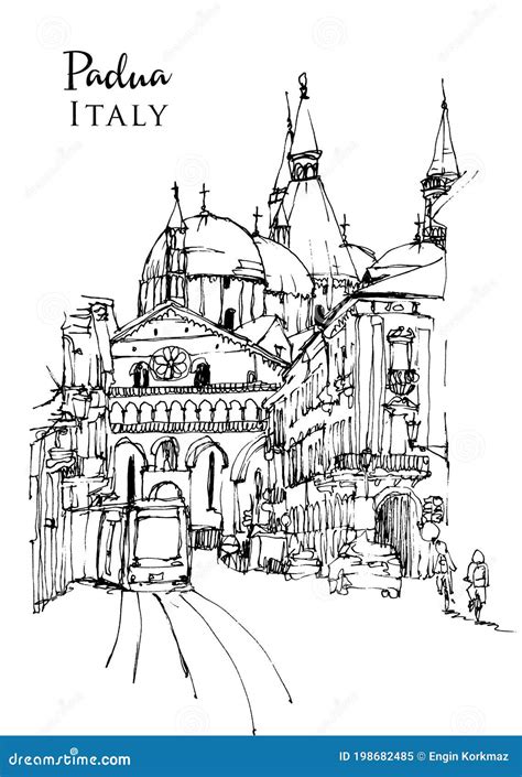 Drawing Sketch Illustration Of The Basilica Of St Anthony Of Padua In