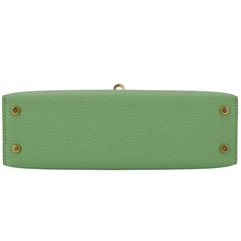 Herm S Mini Kelly Ii Crossbody Bag In Vert Criquet Chevre Leather With