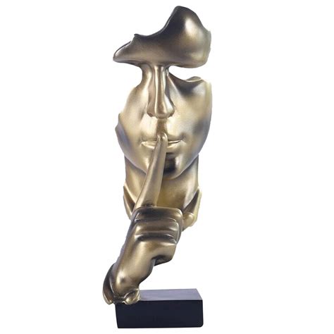 Aboxoo Thinker Statue Silence Is Gold Abstract Art Figurine Modern