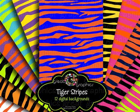 Tiger Stripe Animal Print Digital Paper Animal Paper Digital