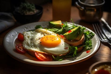 Huevos Revueltos Y Ensalada De Verduras Red Neuronal Ia Generada Foto