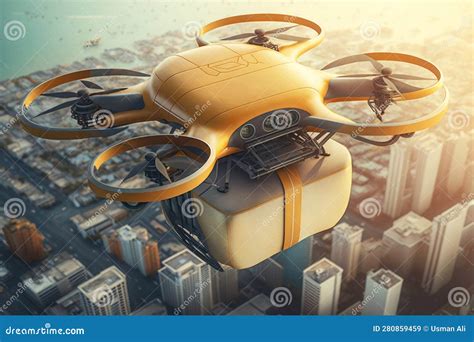 Top-down View of a Delivery Drone with a New Cityscape in the ...