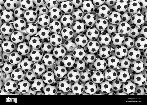 Tens Of Soccer Balls Forming A Wall Stock Photo Alamy