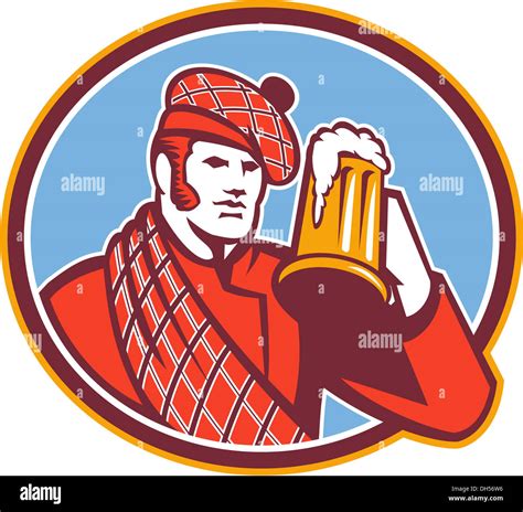 Illustration Of A Scotsman Scottish Beer Drinker Raising Beer Mug