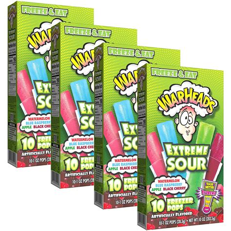 Buy Warheads Freezer Pops 40 Count Assorted Variety Pack 4 Boxes Of