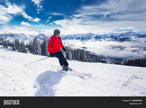 Young Happy Man Skiing Image And Photo Free Trial Bigstock