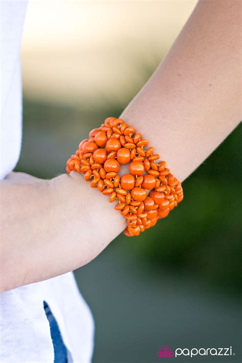 Tropical Bliss Orange Wooden Paparazzi Bracelet Flamingo Angie