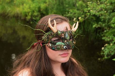 Forest Masquerade Ball Mask Forest Spirit Deer Mask Stag Etsy