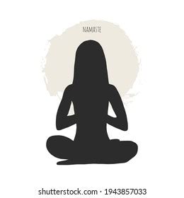 Yoga Silhouette Woman Namaste Overhead Lotus Stock Vector Royalty Free