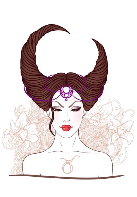 Taurus Astrological Sign As A Beautiful Girl Stock Vector