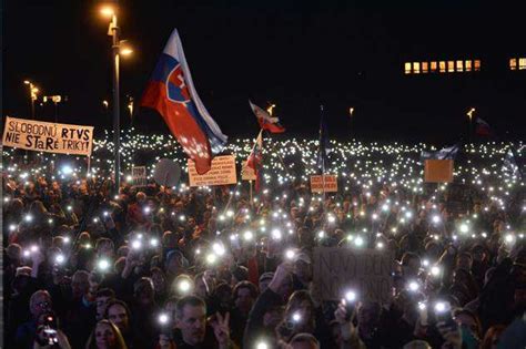 Demonstration Against Politics Of Robert Fico Government Called By