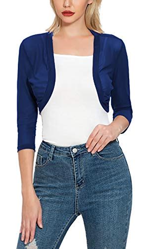 Tandisk Womens 3 4 Sleeve Shrug Open Front Cardigan Bolero Jacket