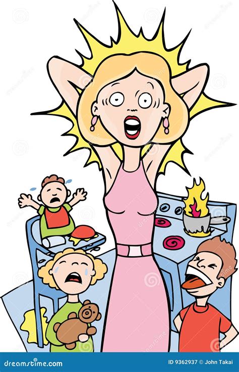 Stressed Mom at Home stock vector. Illustration of screaming - 9362937