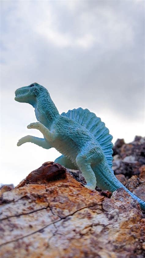 Dinosaur toy blue colour stock image. Image of lizard - 266071229