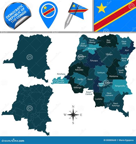 Mapa Da República Democrática Do Congo Democrática Ilustração do Vetor