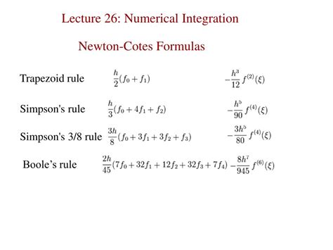 Ppt Lecture 26 Numerical Integration Powerpoint Presentation Free