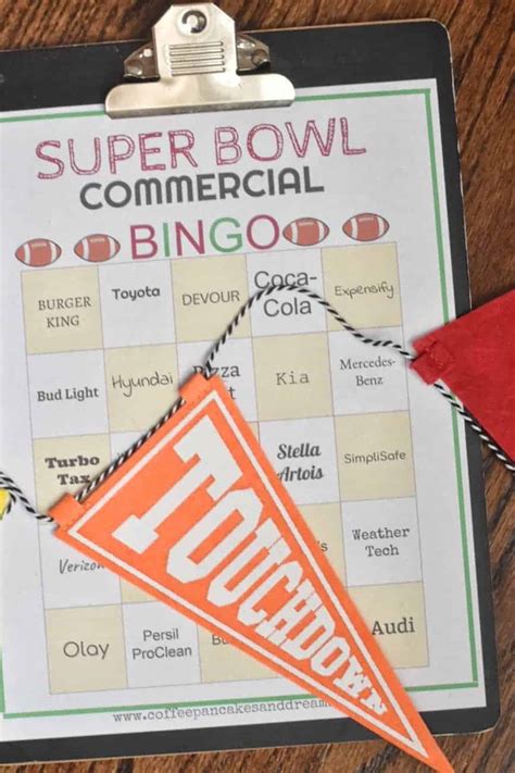 Super Bowl Commercial Bingo Free Printable