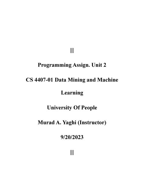 Programming Assign Unit 2 Programming Assign Unit 2 CS 4407 01