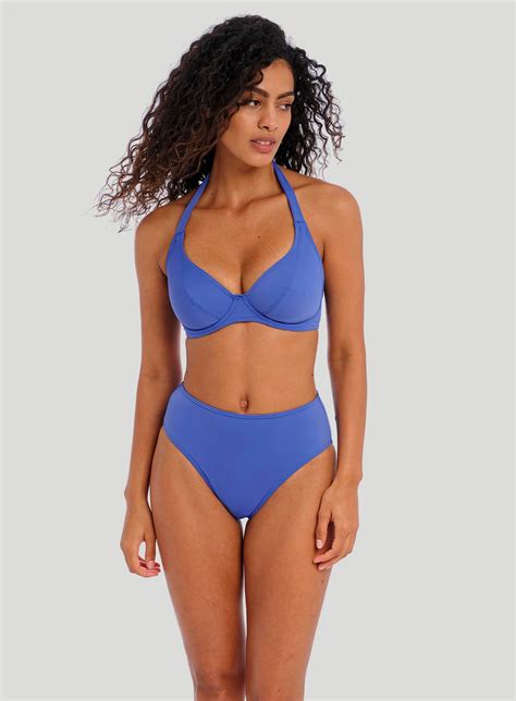 Freya Swimwear Jewel Cove Underwired Halter Bikini Top Plain Azure Debra S