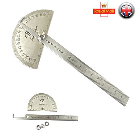 0 180 Degree Stainless Steel Protractor Arm Measure Ruler Angle Finder