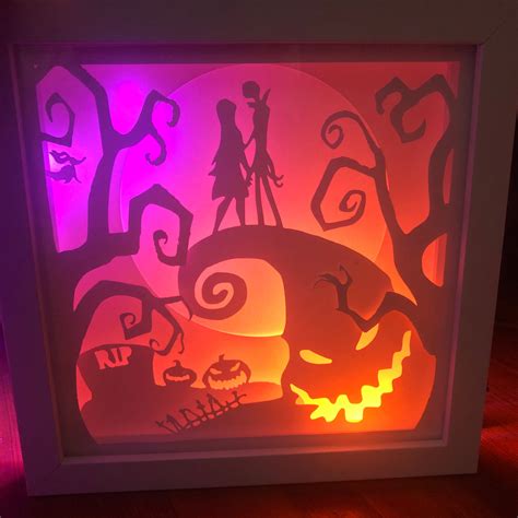 Nightmare Before Christmas Light Box Halloween Shadow Box Etsy Uk