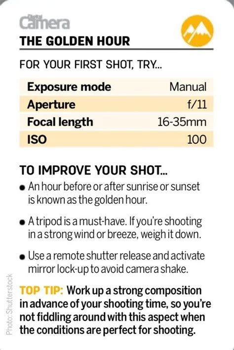 Photography Cheat Sheet Camera Settings For A Golden Hour Shoot Artofit