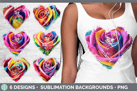 Rainbow Roses Heart Distressed Clipart By Enliven Designs Thehungryjpeg