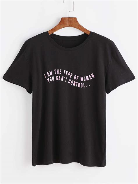 Letter Print Tee Shein Sheinside