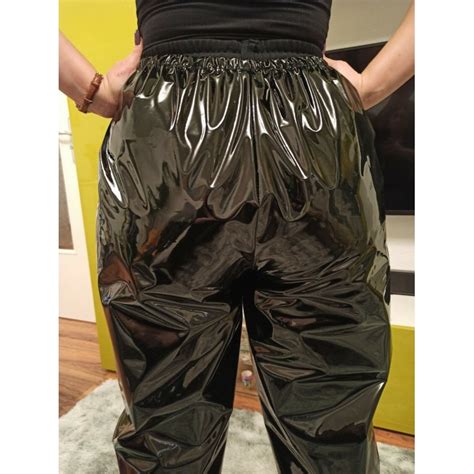 Adult SISSY GUMMIHOSE PVC Hose LACK Sporthose Gummi Unisex PLASTIC TROUSERS