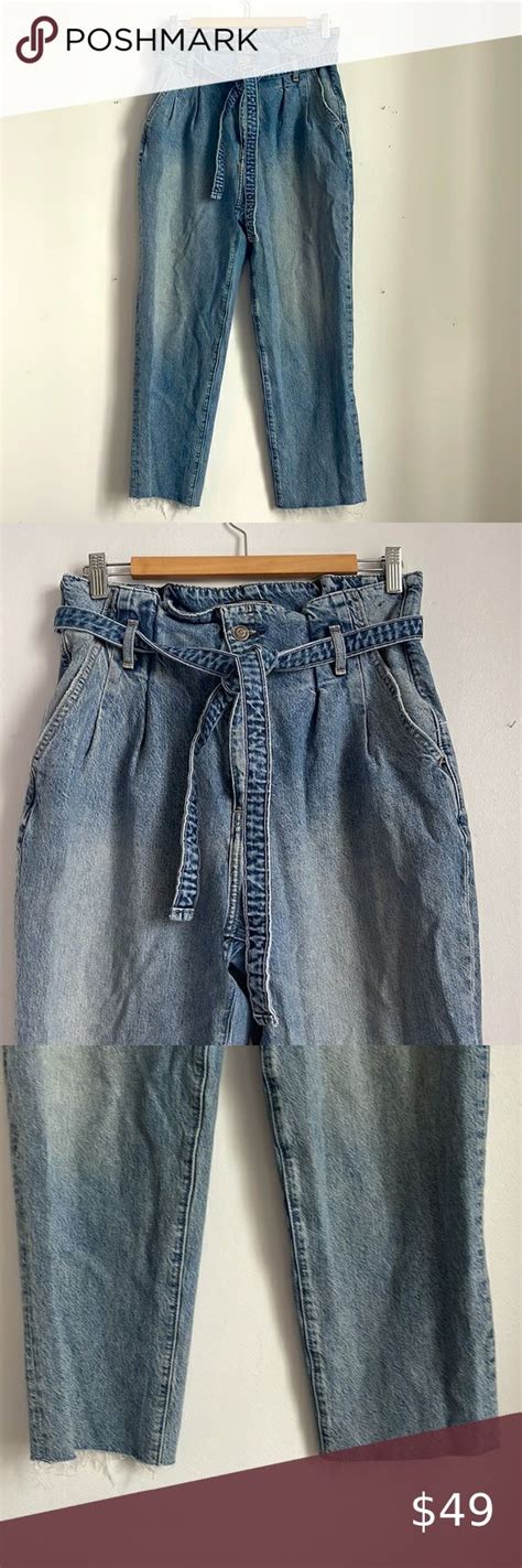 Abercrombie Fitch Hi Rise Paper Bag Raw Hem Denim Jeans Sz 30R