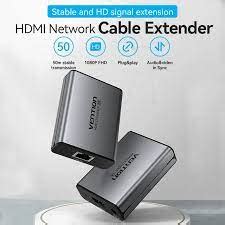 Vention HDMI Network Cable Extender 50M Gray Aluminum Alloy Type