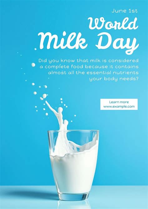 World milk day poster template | Free Photo - rawpixel