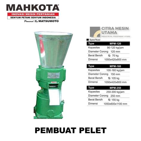 Jual Mesin Pembuat Pelet Mahkota MPM 160 Tanpa Engine Di Lapak CV