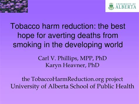 Ppt Tobacco Harm Reduction The Best Hope For Averting Deaths From