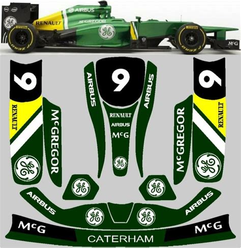 2013 Caterham Renault F1 Vinyl Kart Sticker Kit For KG UNICO Pods